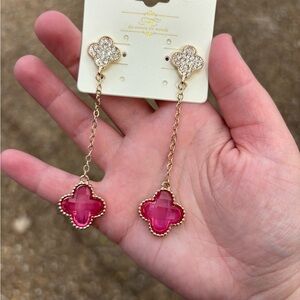 Make an offer- Elegant Pink and Gold Dangle Earrings